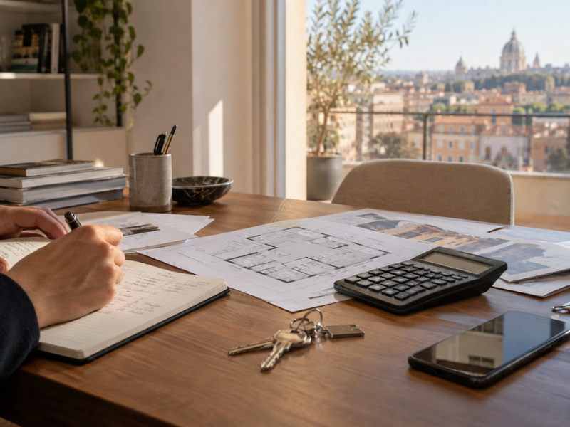 Persona che valuta i prezzi di varie zone di Roma per comprare casa nella Capitale